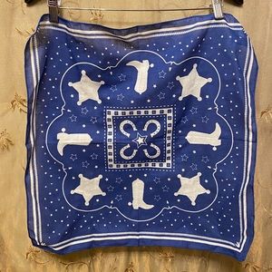 Two Western Stars Cowboy Boots Blue Bandanas